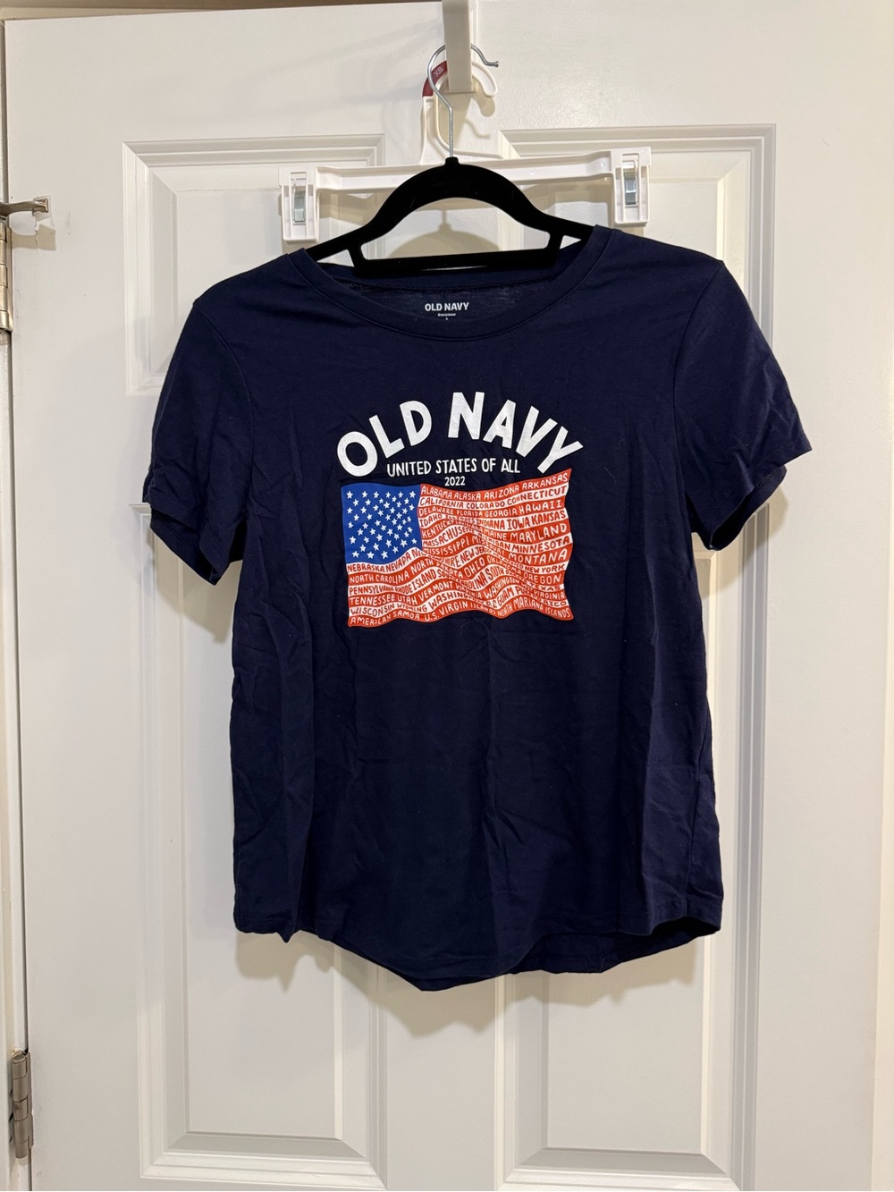 Old Navy Navy Red & White Flag Graphic Tee